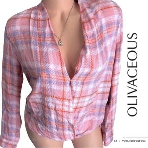 ⚫️ OLIVACEOUS PLAID TOP boho​​